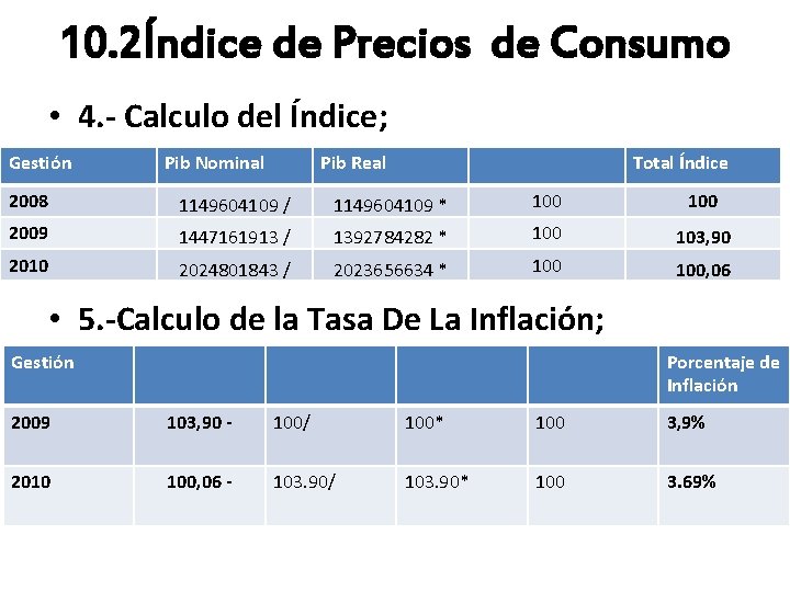 10. 2Índice de Precios de Consumo • 4. - Calculo del Índice; Gestión Pib 10. 2Índice de Precios de Consumo • 4. - Calculo del Índice; Gestión Pib