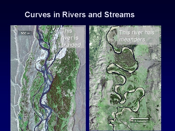 Curves in Rivers and Streams This river is braided This river has meanders 