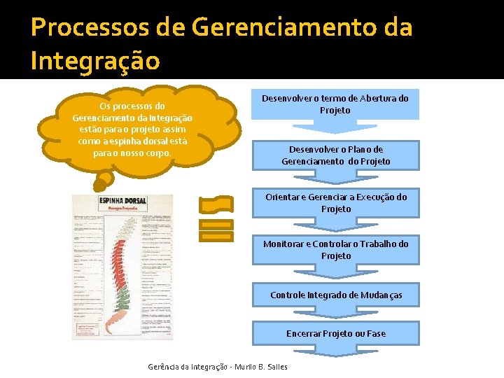 Processos de Gerenciamento da Integração Os processos do Gerenciamento da Integração estão para o