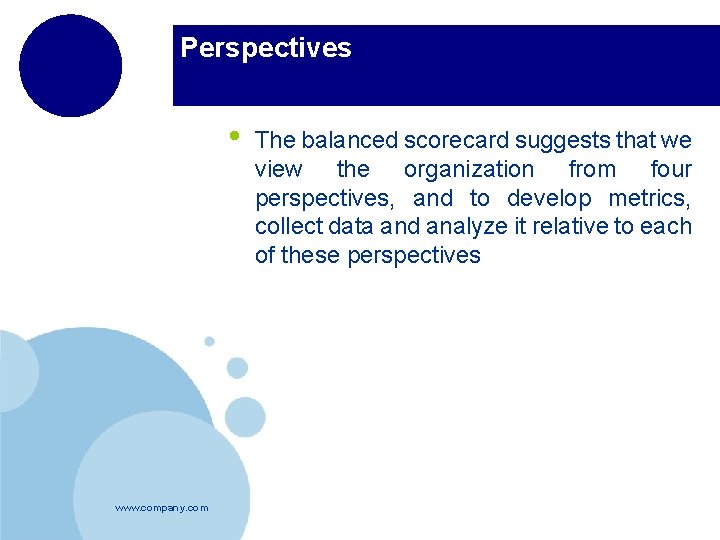 Perspectives • www. company. com The balanced scorecard suggests that we view the organization