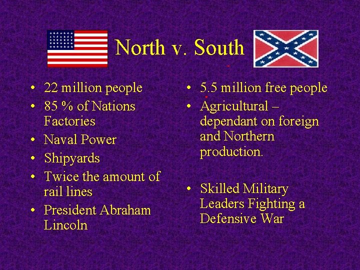 North v. South • 22 million people • 85 % of Nations Factories •