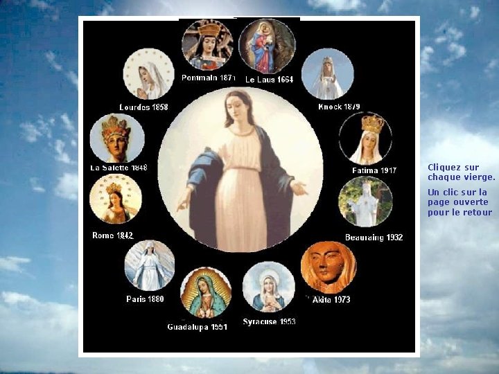 Cliquez sur chaque vierge. Un clic sur la page ouverte pour le retour 
