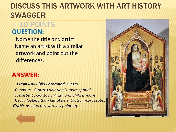 DISCUSS THIS ARTWORK WITH ART HISTORY SWAGGER – 10 POINTS QUESTION: Name the title