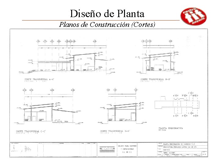 Diseño de Planta Planos de Construcción (Cortes) 