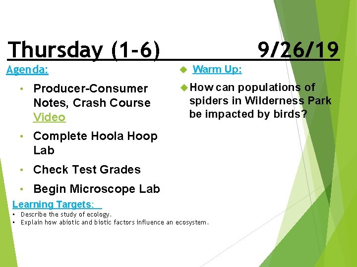 Thursday (1 -6) Agenda: • Producer-Consumer Notes, Crash Course Video • Complete Hoola Hoop