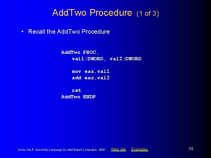 Add. Two Procedure (1 of 3) • Recall the Add. Two Procedure Add. Two