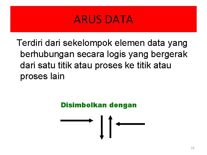 ARUS DATA Terdiri dari sekelompok elemen data yang berhubungan secara logis yang bergerak dari ARUS DATA Terdiri dari sekelompok elemen data yang berhubungan secara logis yang bergerak dari