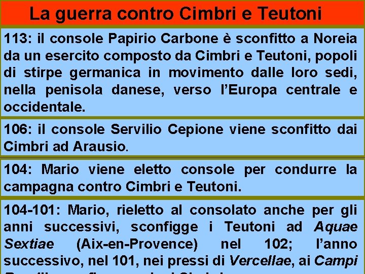 La guerra contro Cimbri e Teutoni 113: il console Papirio Carbone è sconfitto a