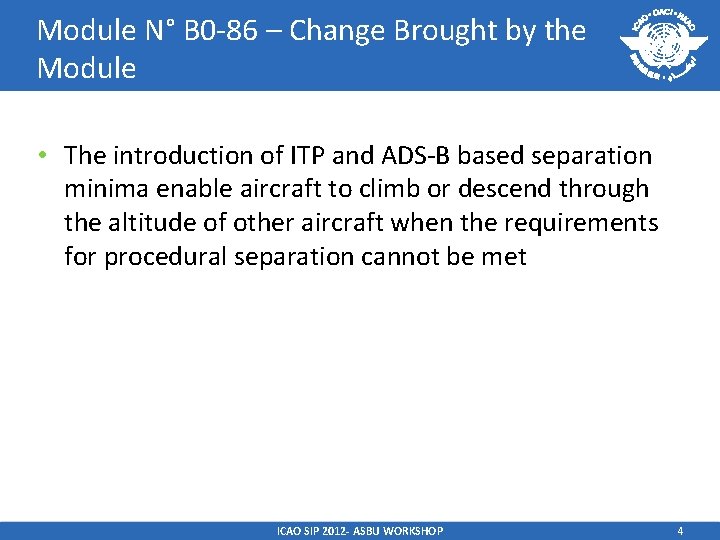 Module N° B 0 -86 – Change Brought by the Module • The introduction