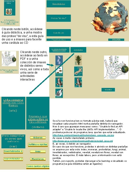Clicando neste botón, accédese á guía didáctica, a unha mostra das probas “de visu”,