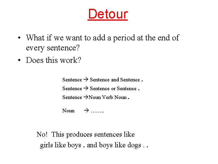 Detour • What if we want to add a period at the end of