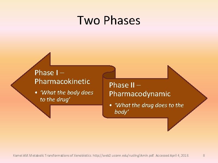 Two Phases Phase I – Pharmacokinetic • ‘What the body does to the drug’