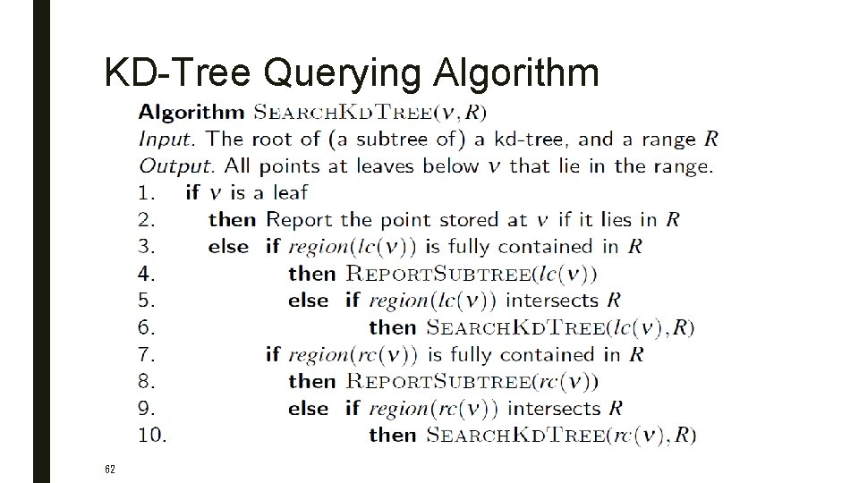 KD-Tree Querying Algorithm 62 