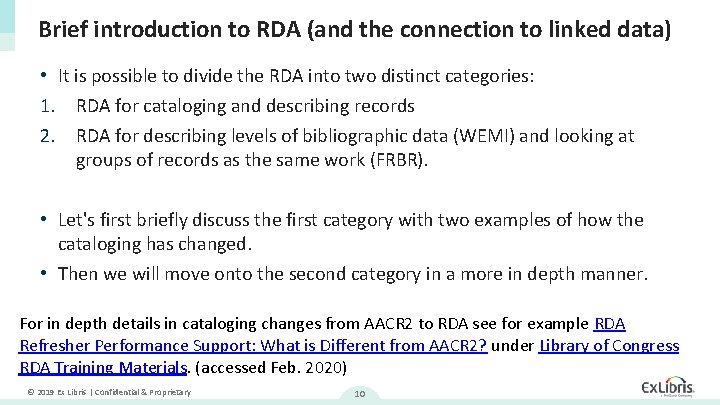 Brief introduction to RDA (and the connection to linked data) • It is possible