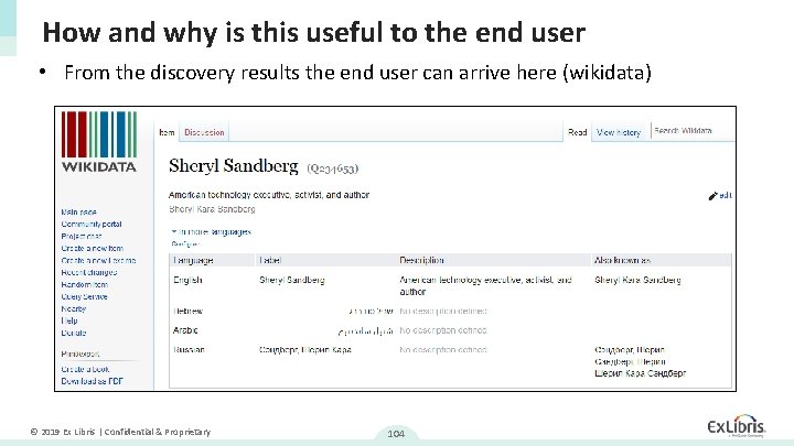 How and why is this useful to the end user • From the discovery