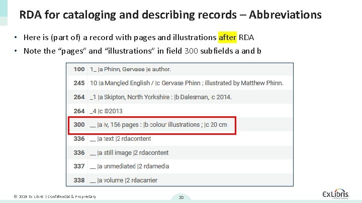 RDA for cataloging and describing records – Abbreviations • Here is (part of) a