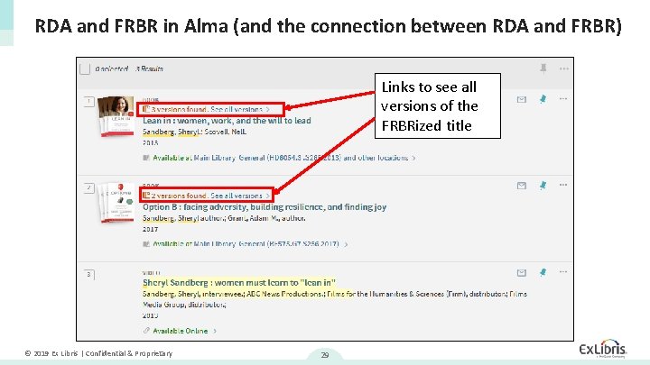 RDA and FRBR in Alma (and the connection between RDA and FRBR) Links to