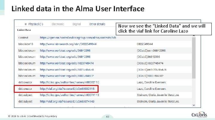 Linked data in the Alma User Interface Now we see the “Linked Data” and