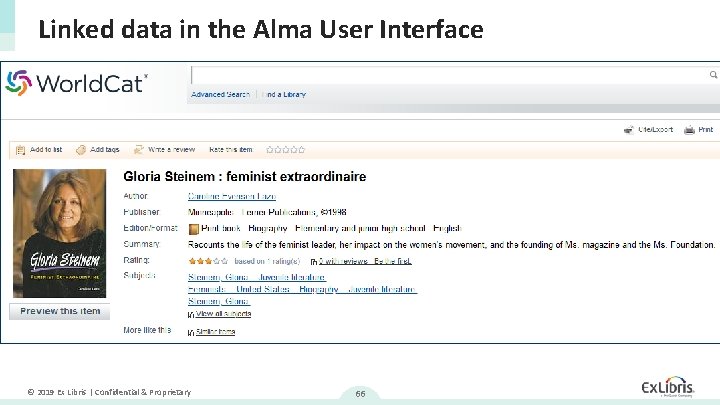 Linked data in the Alma User Interface © 2019 Ex Libris | Confidential &