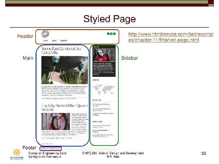 Styled Page Header Main http: //www. htmlcssvqs. com/8 ed/exampl es/chapter-11/finished-page. html Sidebar Footer Computer