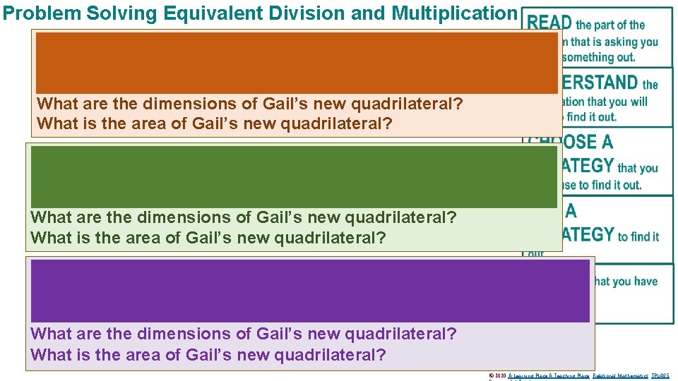 Problem Solving Equivalent Division and Multiplication Gail constructed a square with an area of