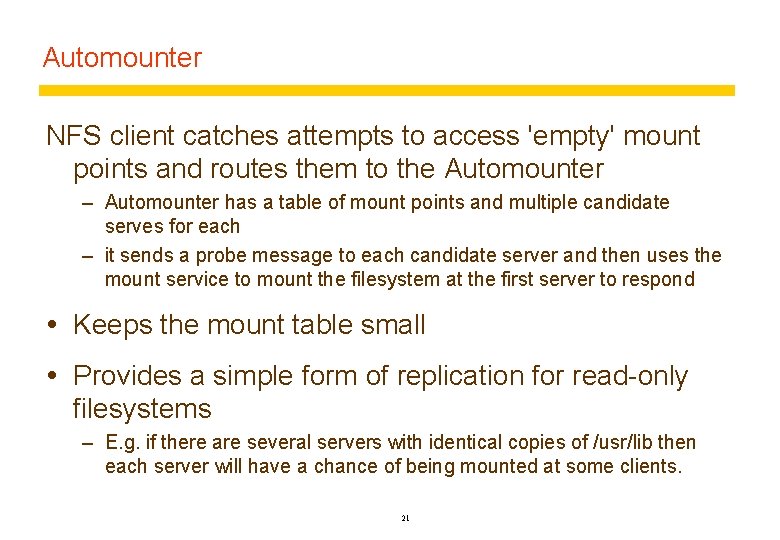 Automounter NFS client catches attempts to access 'empty' mount points and routes them to