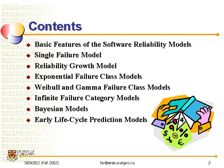 Contents u u u u Basic Features of the Software Reliability Models Single Failure