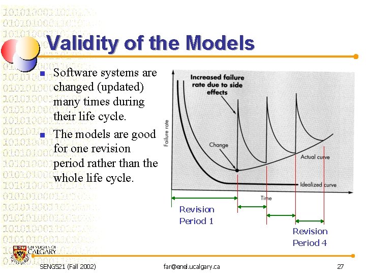 Validity of the Models n n Software systems are changed (updated) many times during