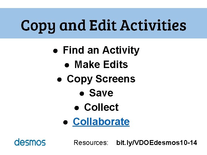 Copy and Edit Activities ● Find an Activity ● Make Edits ● Copy Screens Copy and Edit Activities ● Find an Activity ● Make Edits ● Copy Screens