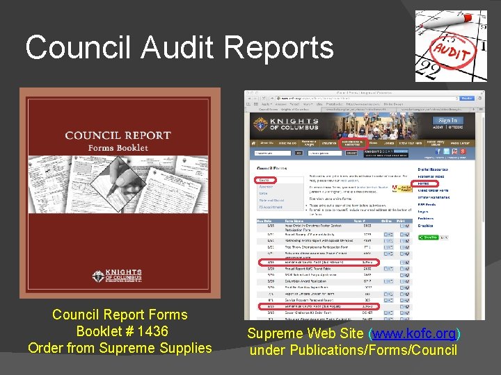 Council Audit Reports Council Report Forms Booklet # 1436 Order from Supreme Supplies Supreme
