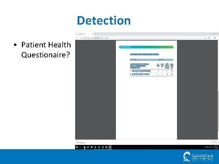 Detection • Patient Health Questionaire? 