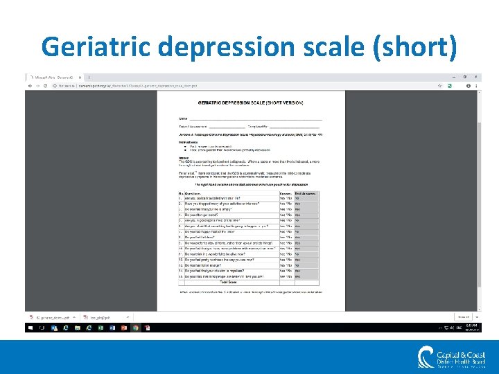 Geriatric depression scale (short) 