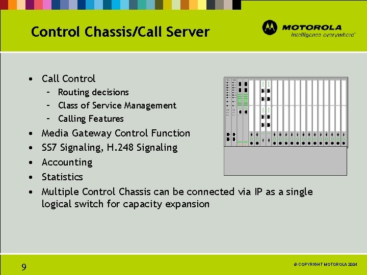 Control Chassis/Call Server • Call Control – Routing decisions – Class of Service Management