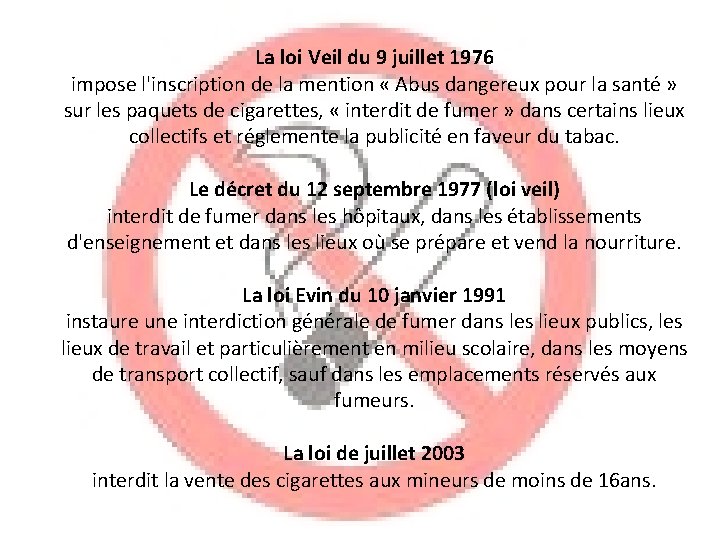 La loi Veil du 9 juillet 1976 impose l'inscription de la mention « Abus