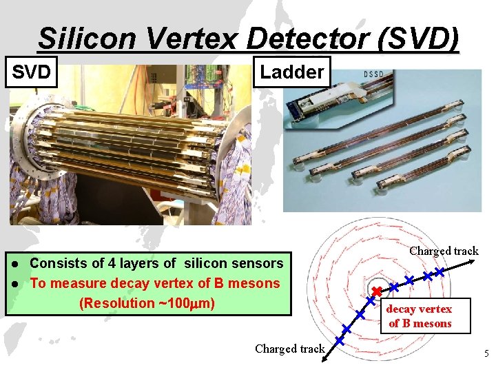 Silicon Vertex Detector (SVD) SVD Ladder Consists of 4 layers of silicon sensors l