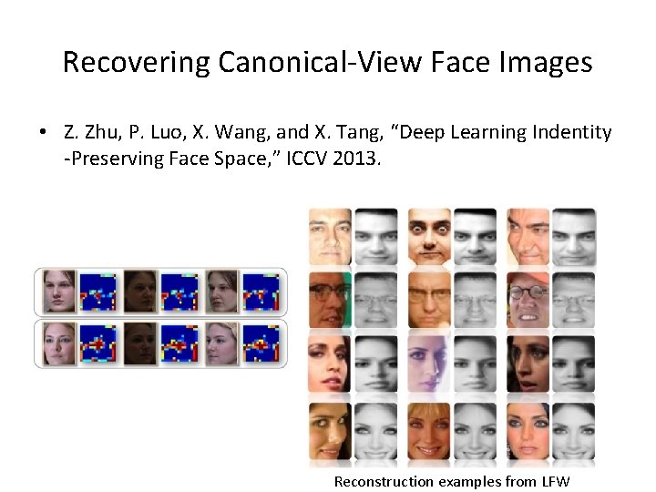 Recovering Canonical-View Face Images • Z. Zhu, P. Luo, X. Wang, and X. Tang,