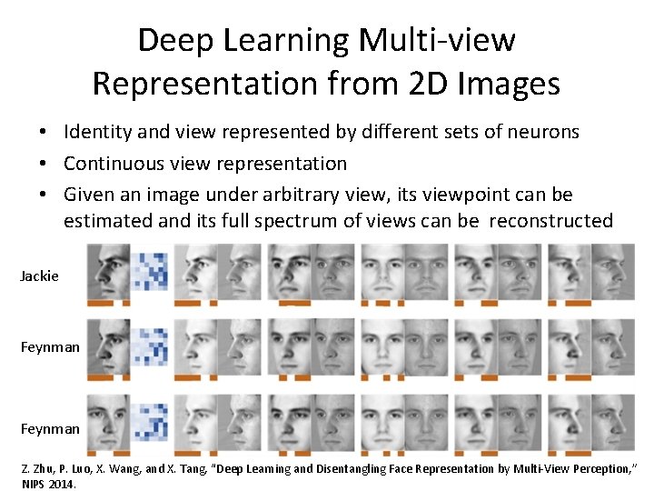 Deep Learning Multi-view Representation from 2 D Images • Identity and view represented by