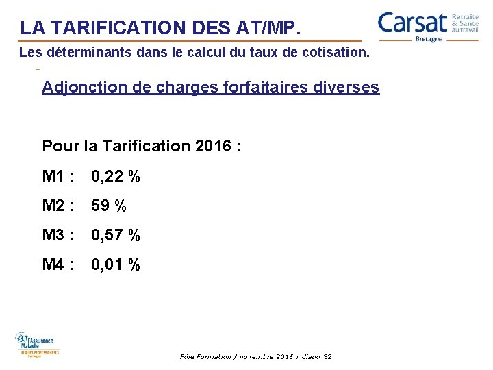 LA TARIFICATION DES AT/MP. Les déterminants dans le calcul du taux de cotisation. Adjonction LA TARIFICATION DES AT/MP. Les déterminants dans le calcul du taux de cotisation. Adjonction