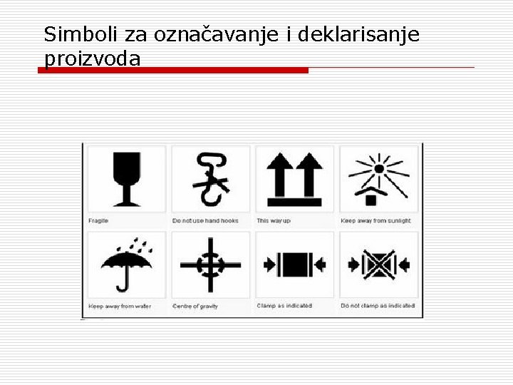 Simboli za označavanje i deklarisanje proizvoda 