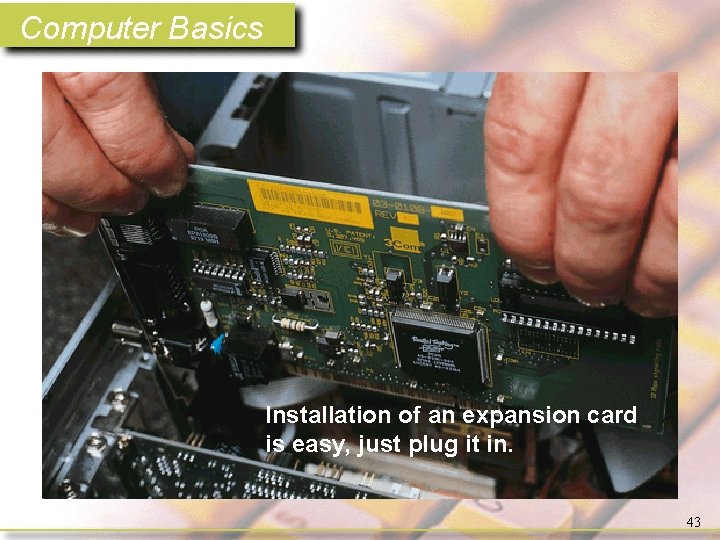 Computer Basics Installation of an expansion card is easy, just plug it in. 43