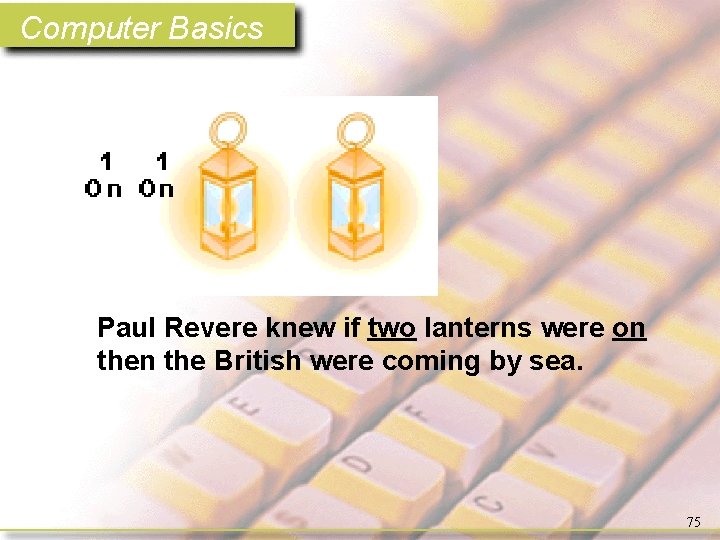 Computer Basics Paul Revere knew if two lanterns were on the British were coming