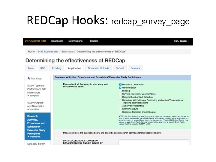 REDCap Hooks: redcap_survey_page REDCap Hooks: redcap_survey_page