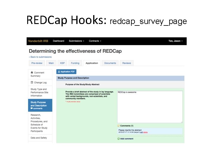 REDCap Hooks: redcap_survey_page REDCap Hooks: redcap_survey_page
