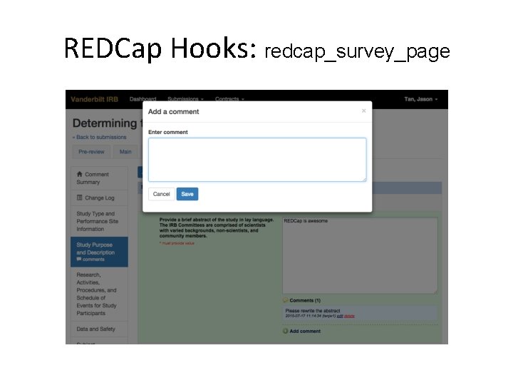 REDCap Hooks: redcap_survey_page REDCap Hooks: redcap_survey_page