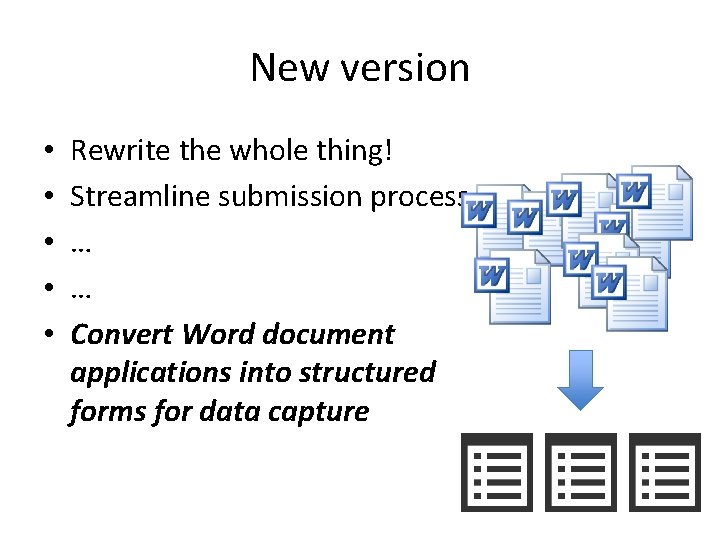 New version • • • Rewrite the whole thing! Streamline submission process … … New version • • • Rewrite the whole thing! Streamline submission process … …