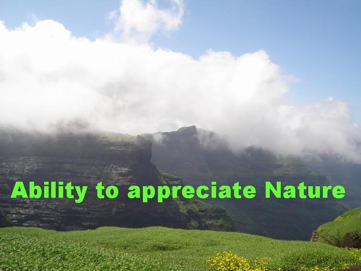 Ability to appreciate Nature 