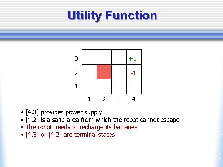 Utility Function 3 +1 2 -1 1 1 • • 2 3 4 [4,