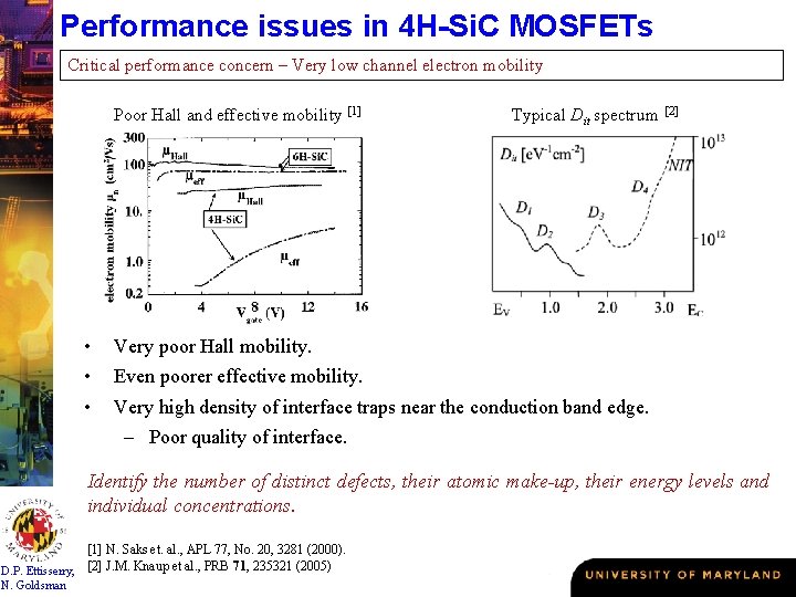 Performance issues in 4 H-Si. C MOSFETs Critical performance concern – Very low channel