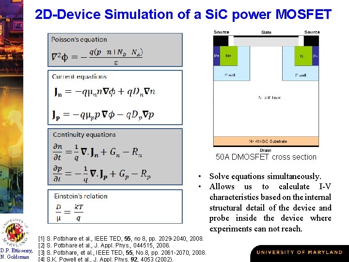 2 D-Device Simulation of a Si. C power MOSFET 50 A DMOSFET cross section