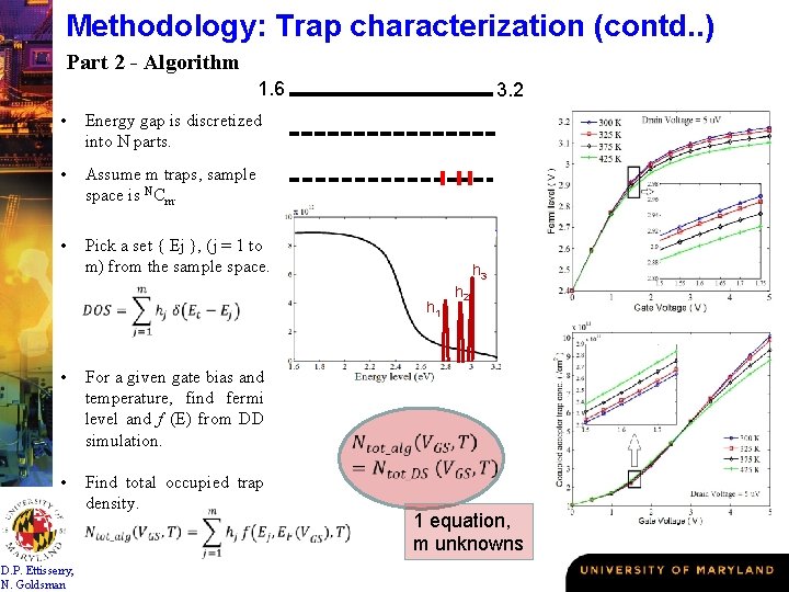 Methodology: Trap characterization (contd. . ) Part 2 - Algorithm 1. 6 • Energy